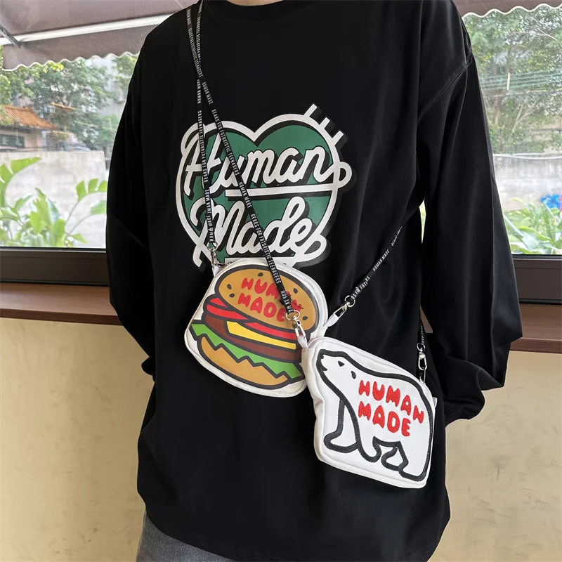 

Humanmade hamburger polar bear crossbody bag, unisex fun small cross bag, mobile phone bag