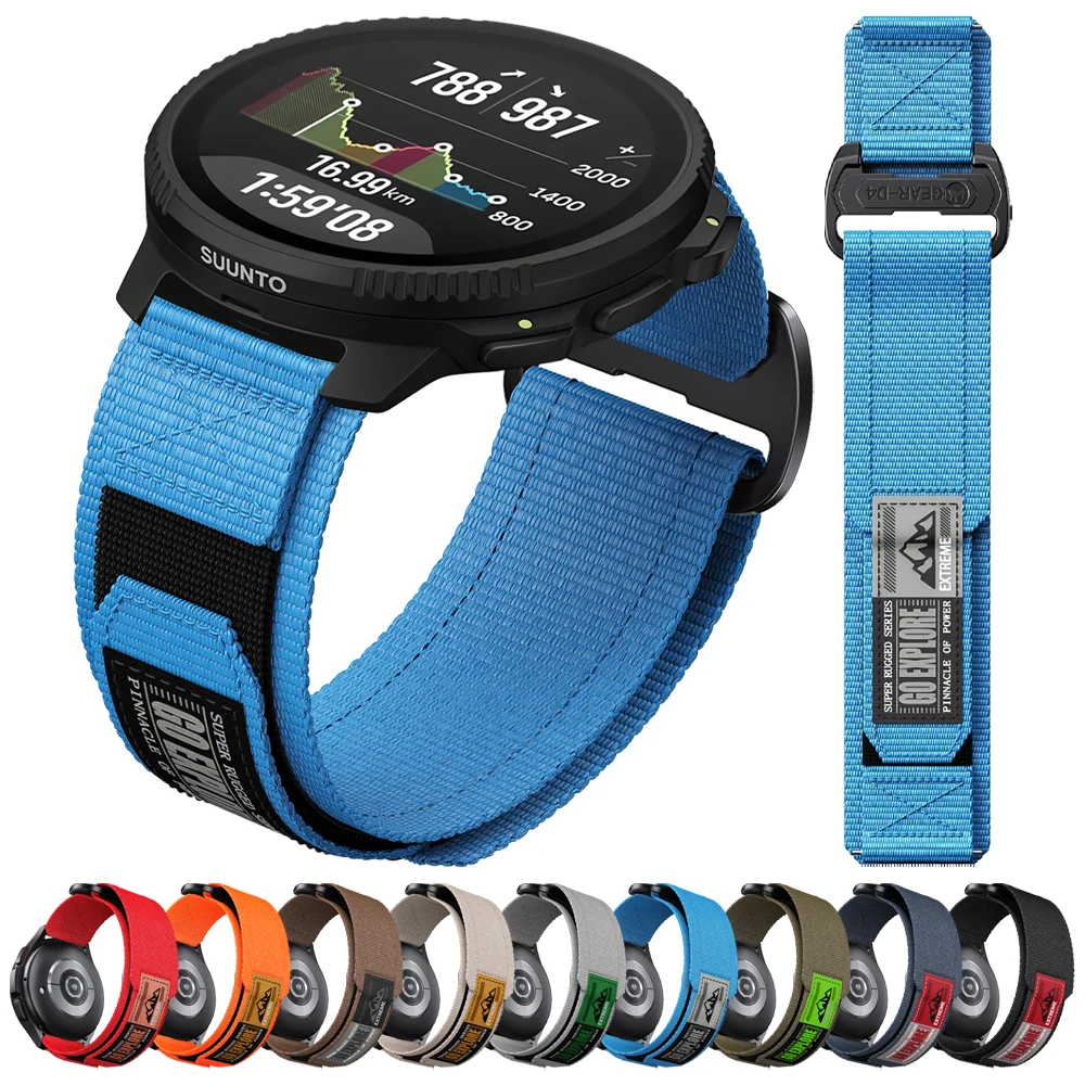 Bracelet en Nylon robuste de 22mm pour Suunto Vertical 2/RACE S/Run/Ocean/Nautic S, Bracelet de Sport pour Suunto 5 9 Peak Pro, ceinture tressée