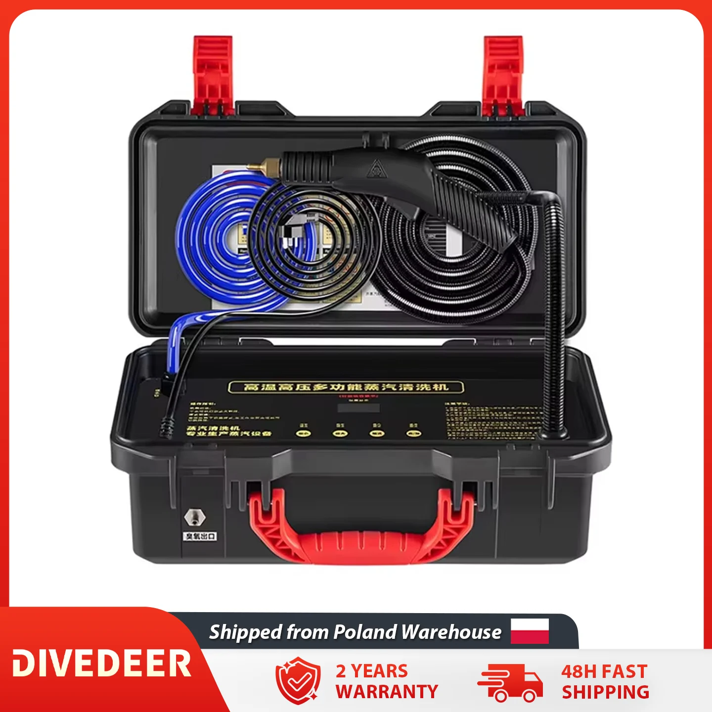 Pulitore a Vapore Multifunzionale ad Alta Pressione e Alta Temperatura DIVEDEER, Perfetto per Cappe, Condizionatori e Lavaggio Auto