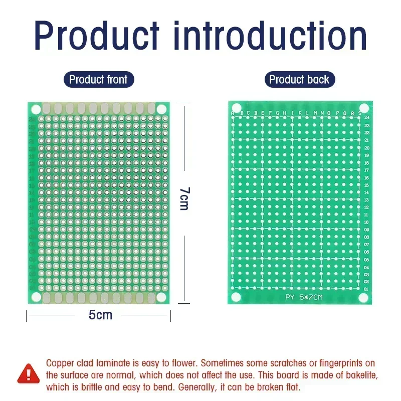 5PCS PCB Board Kit Single Sided PCB 2x8 3x7 4x6 5x7 6x8 10x10 10x15 10x22 12x18 15x20cm Breadboard Plate DIY Soldering Project view 5