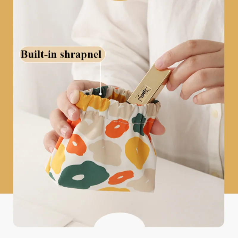 Cosmetic and Key Organizer Coin Pouch Portable Mini Cosmetic Bag Printed Elastic Waterproof Carryon Multi-purpose Clutch Bag