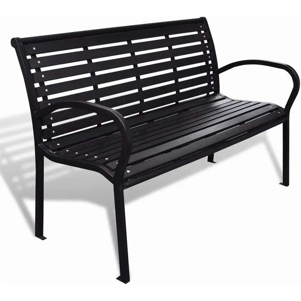 

Vintage 3-Seater Garden Bench, Steel Frame Outdoor Patio Furniture