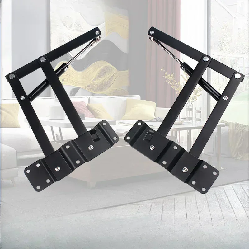 Heavy-duty Furniture Hinges with 2PCS Spring Type Pneumatic Multifunctional Coffee Table Desktop Lifter and Buffer