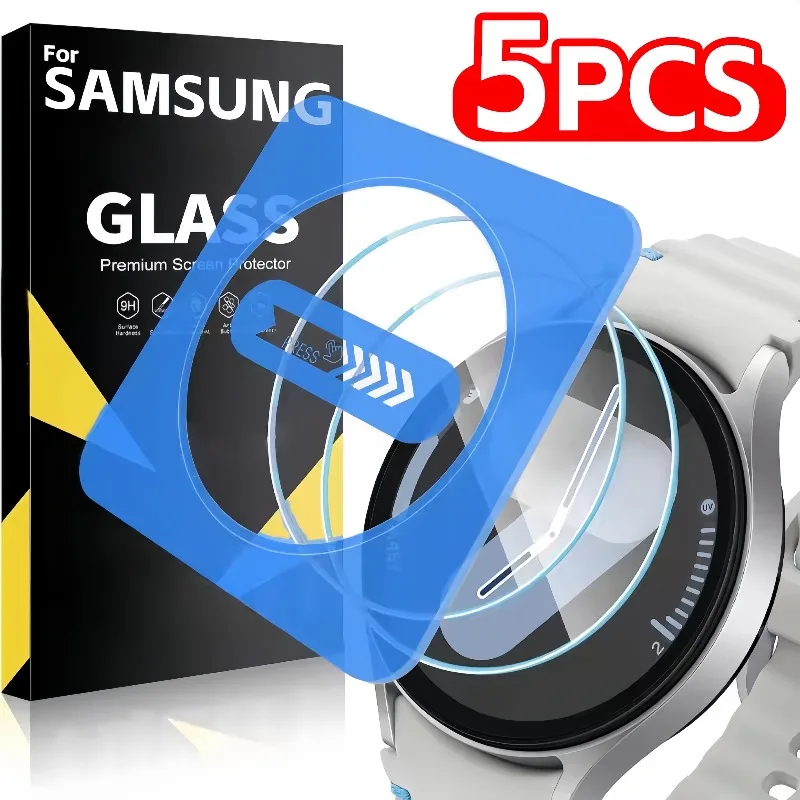 

5-1PCS HD Glass for Galaxy Watch 7 6 5 4 Screen Protector with Auto-alignment Kit for Samsung 7 40mm 44mm Frame Film Accessories