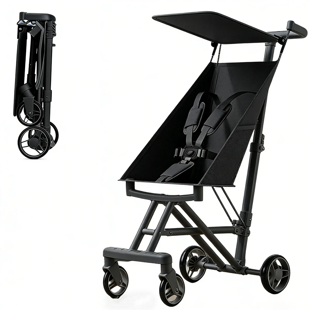 

Foldable Baby Travel Stroller - Portable Pushchair with Sun Shade, Safe Harness, Oxford Cloth for Toddlers 6-36M