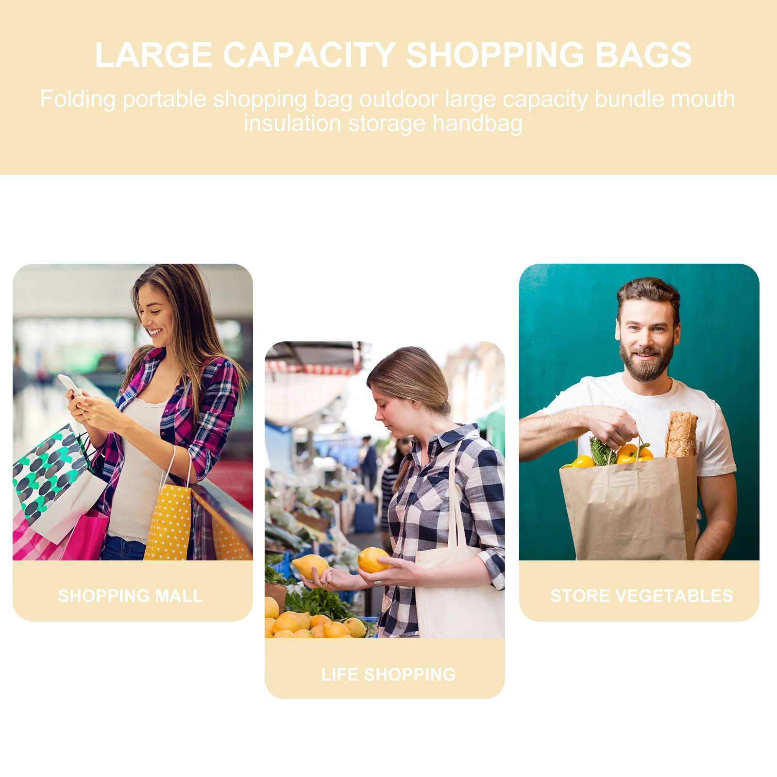 

Mesh Grocery Reusable Large Capacity Shopping Pouch Vegetable Fruit Storage Bag Foldable Lightweight Travel Tote Bag For Women