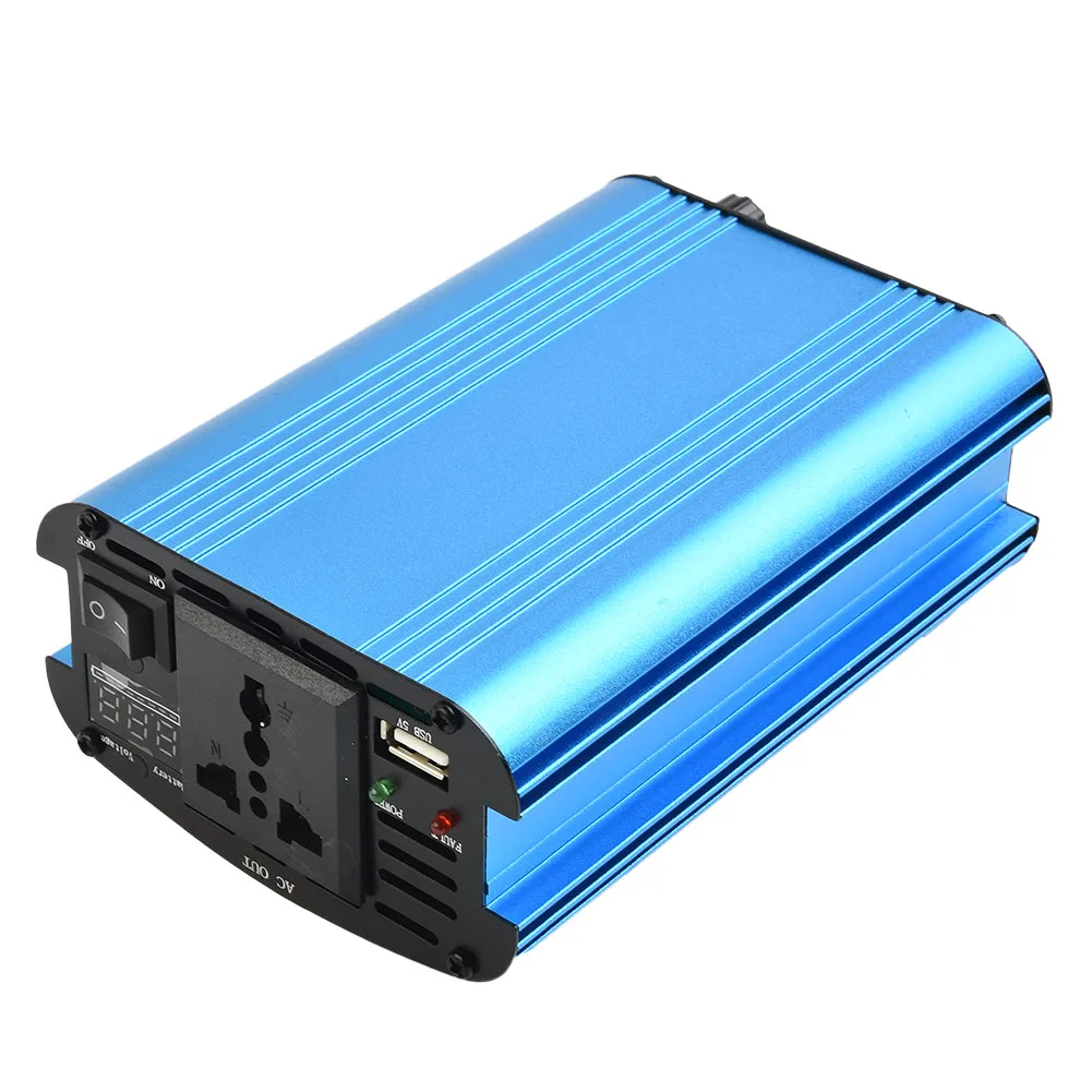 

Инвертор высокой мощности с шнуром питания, 1 комплект, 12 В/24 В-220 В, 4000 Вт, аксессуары, алюминиевый сплав, синий модифицированная синусоида