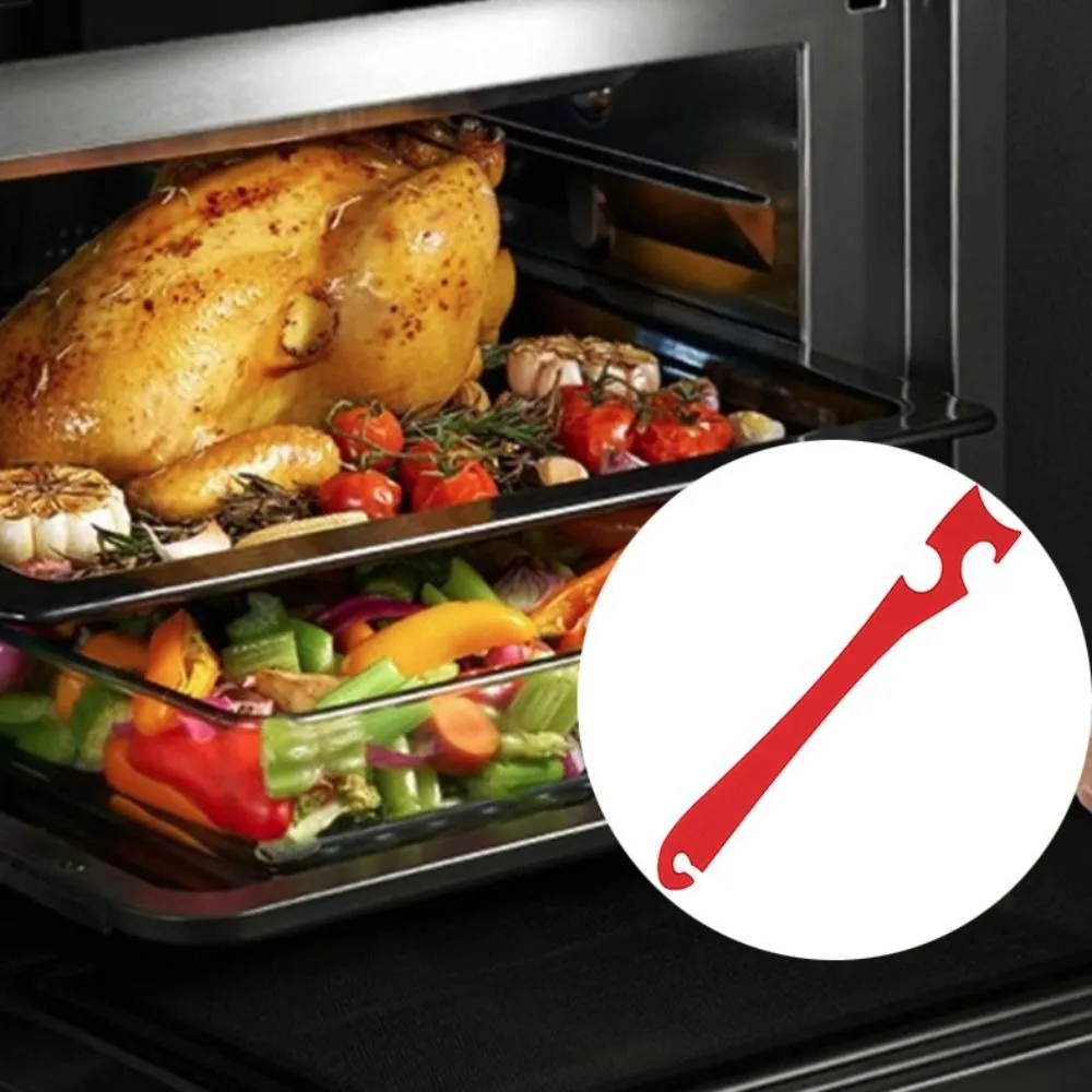 

2pcs Long Handle Oven Push-pull Rod Heat Resistant Anti-scalding Baking Tray Push-pull Stick Red Professional