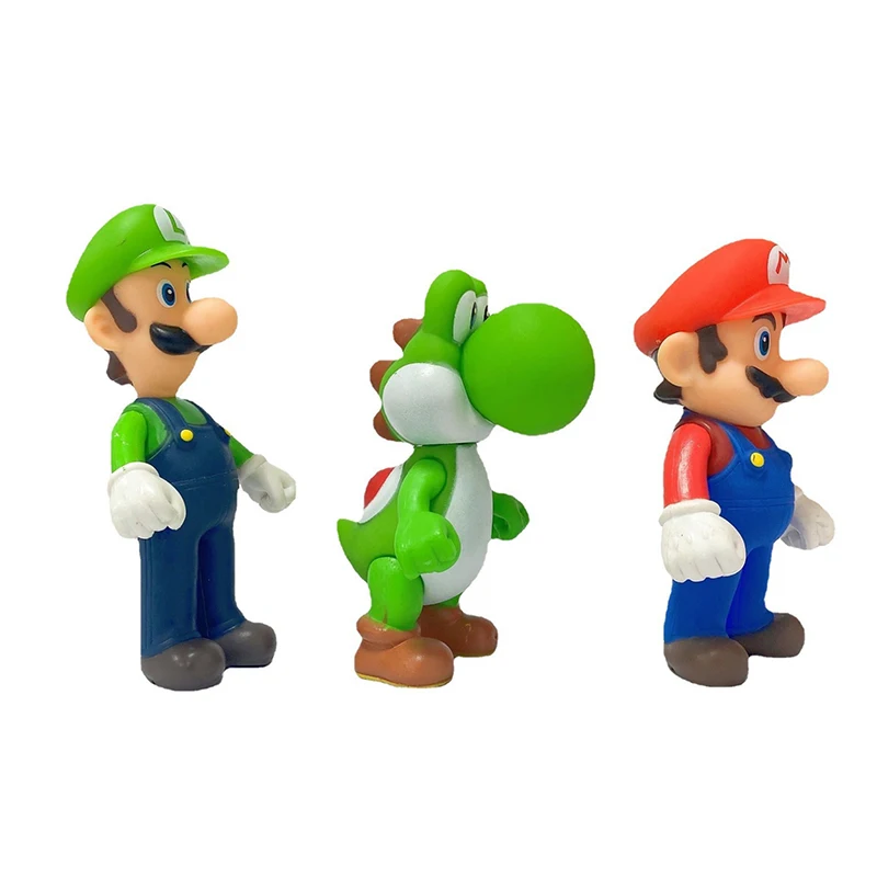 3Pcs Super Mario Bros PVC Action Figure Toys Dolls 4.4inch Mario Luigi Yoshi Model Set for Kids Birthday Gifts image 3