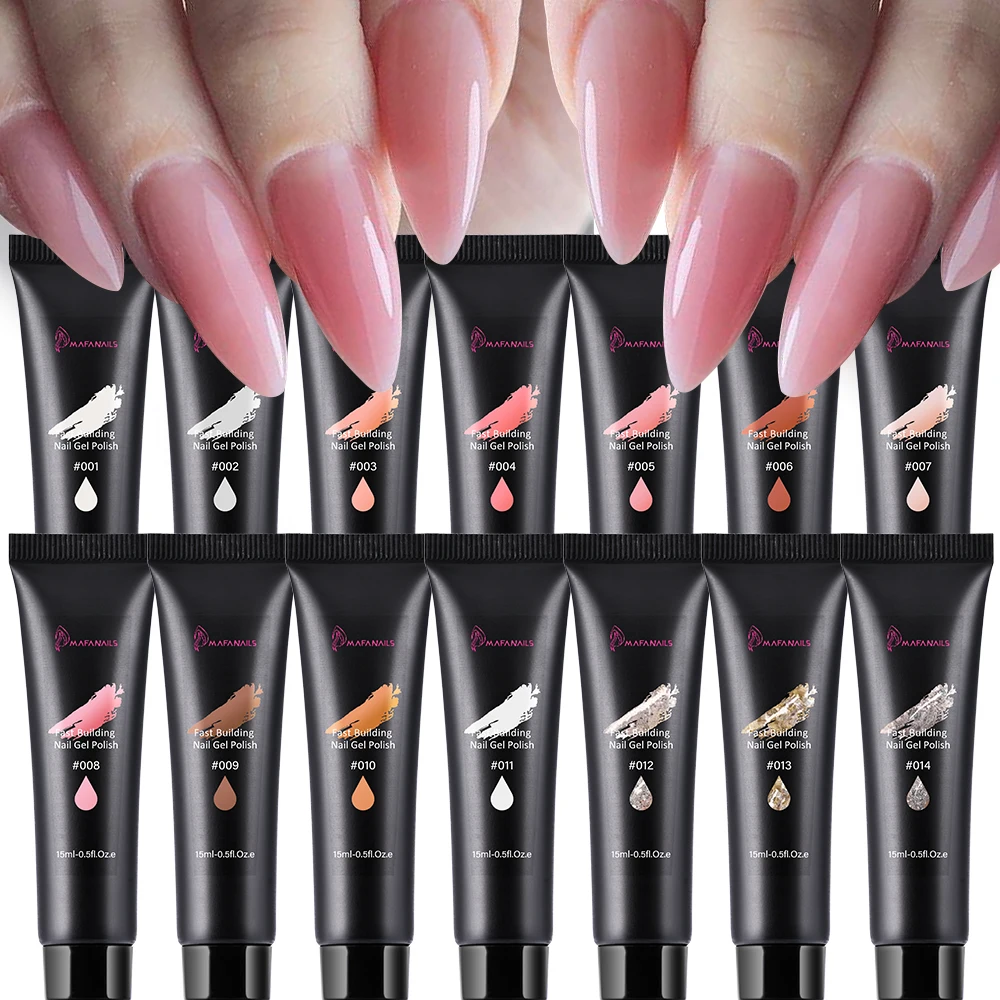 15 ml/Flasche Quick Extension Poly Nagel Gel Polnisch Semi Permanent Acryl Schnelle Gebäude Harte Gel Rosa Soak Off Gel Nagellack