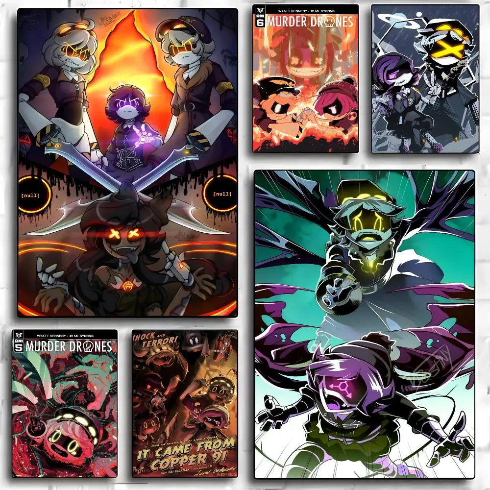 M-Murder Drones Game Poster HD Art Sticky Wall Room Decor Home Waterproof Home Living Bar Aesthetic Decoration
