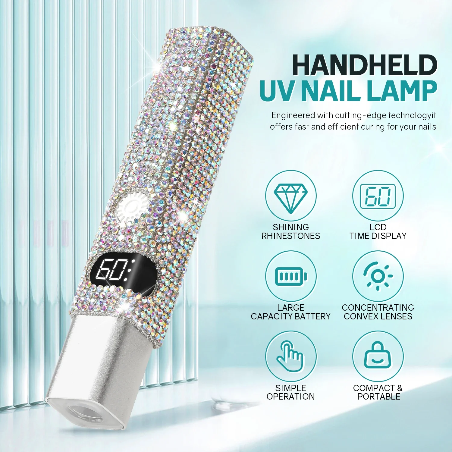 Mini lâmpada uv portátil para unhas, mini lâmpada para unhas com duas configurações de temporizador, secagem rápida, lâmpada para manicure, cura de todas as unhas, polimento em gel