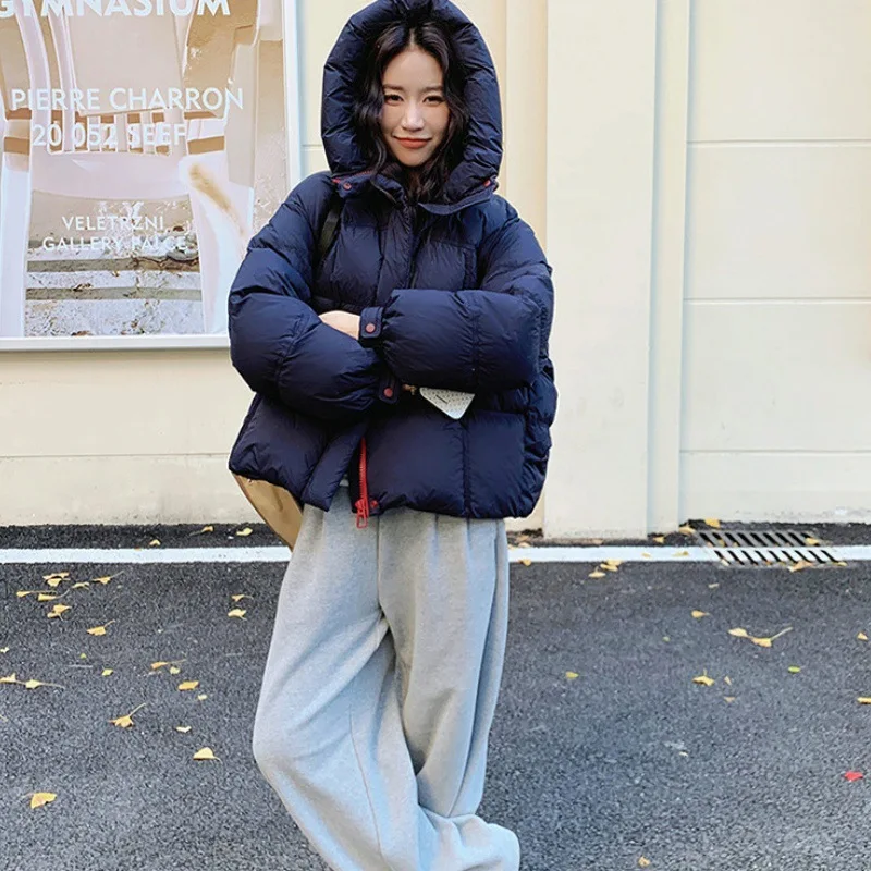 

Luxury Design Women Puffer Jacket Winter Warm Cotton Padded Jacket Coat Hooded Zipper Parka Windproof Outerwear Long-Sleeved Top