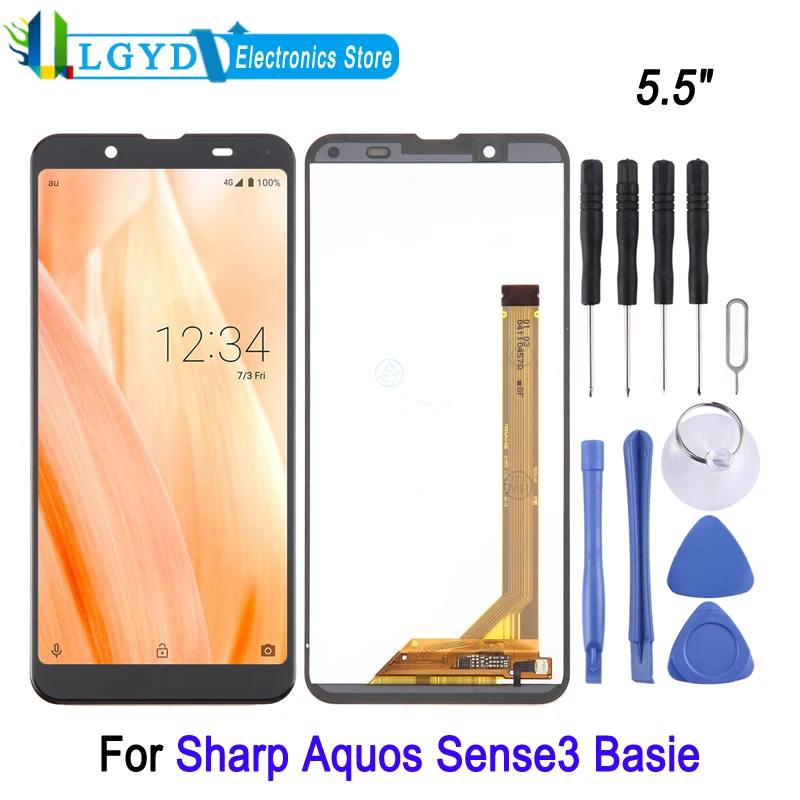 5.5-inch TFT LCD Screen For Sharp Aquos Sense3 Basie, SH-V48 Phone LCD Display Touch Screen Repair Replacement Part