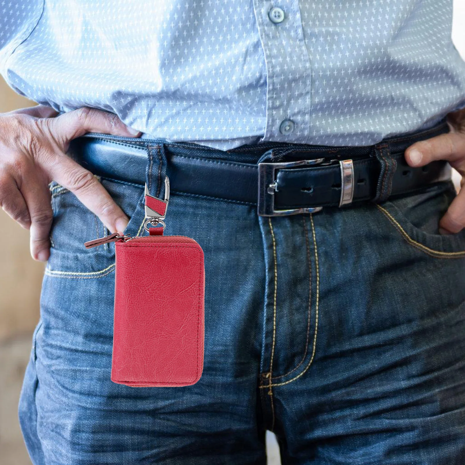 

Pouch Scratch-Resistant Hanging Waist Car Holder Case For Men Women Car Key Holder Zipper Key Pack