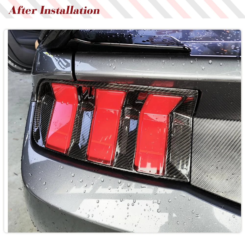 Car Rear Taillight Frame Trim Cover Prepreg Glossy Dry Carbon Fiber Rear Light Cover Trim for Ford Mustang S650 No for GT