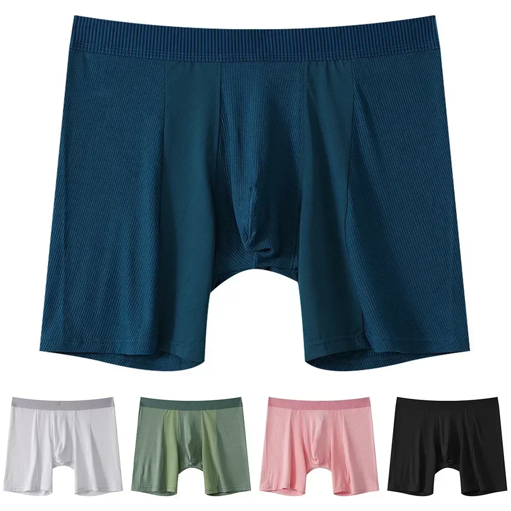

Breathable Sportswear Ice Silk Trunks Ribbed Fabric Stylish Colors Comfy Underpants Flexible Fit For Daily Wear