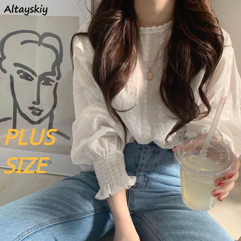 Floral Blouse Women Ruffles Korean Style Chic 3XL Elegant Tender Fashion Spring Autumn Female Top Leisure OL New Design Simple