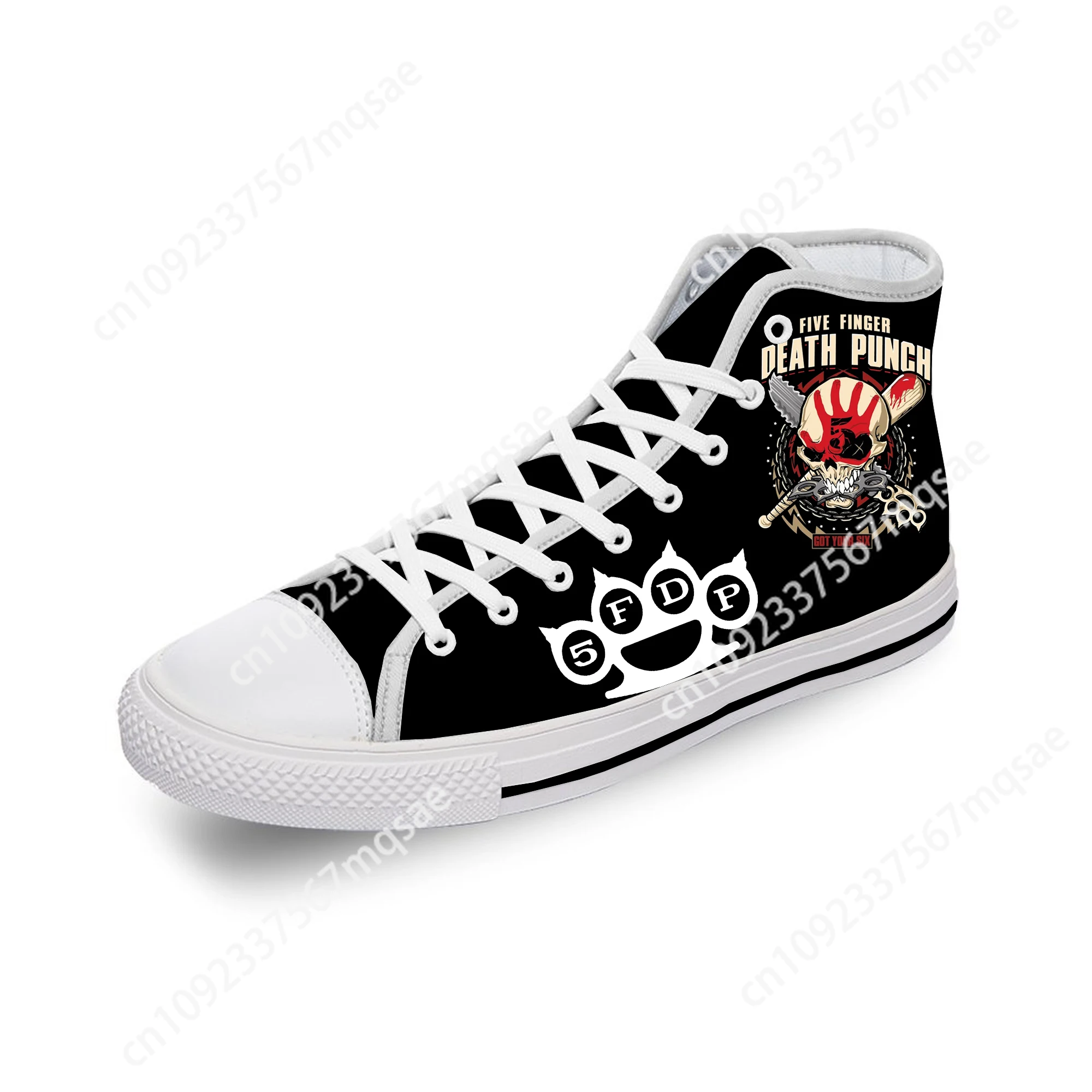 Five Finger Death Punch High Top Sneakers Mens Womens Teenager Casual Shoes Canvas White Cosplay Breathable Lightweight shoe