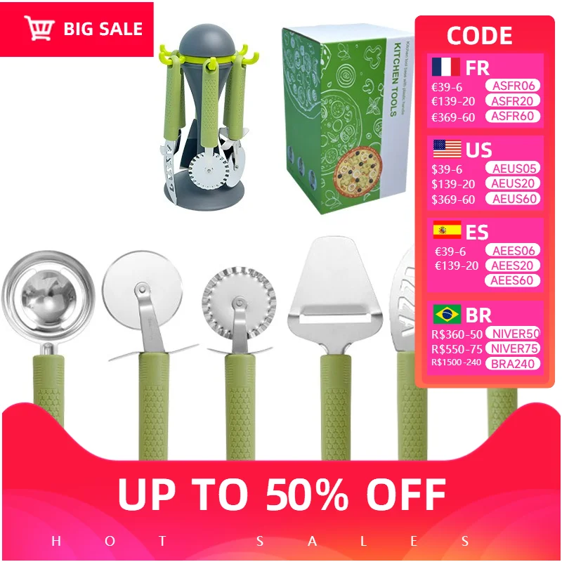 

6-piece set of kitchen tools, pizza, baking, fruit tools, household peelers, bottle openers, and kitchenware small tools