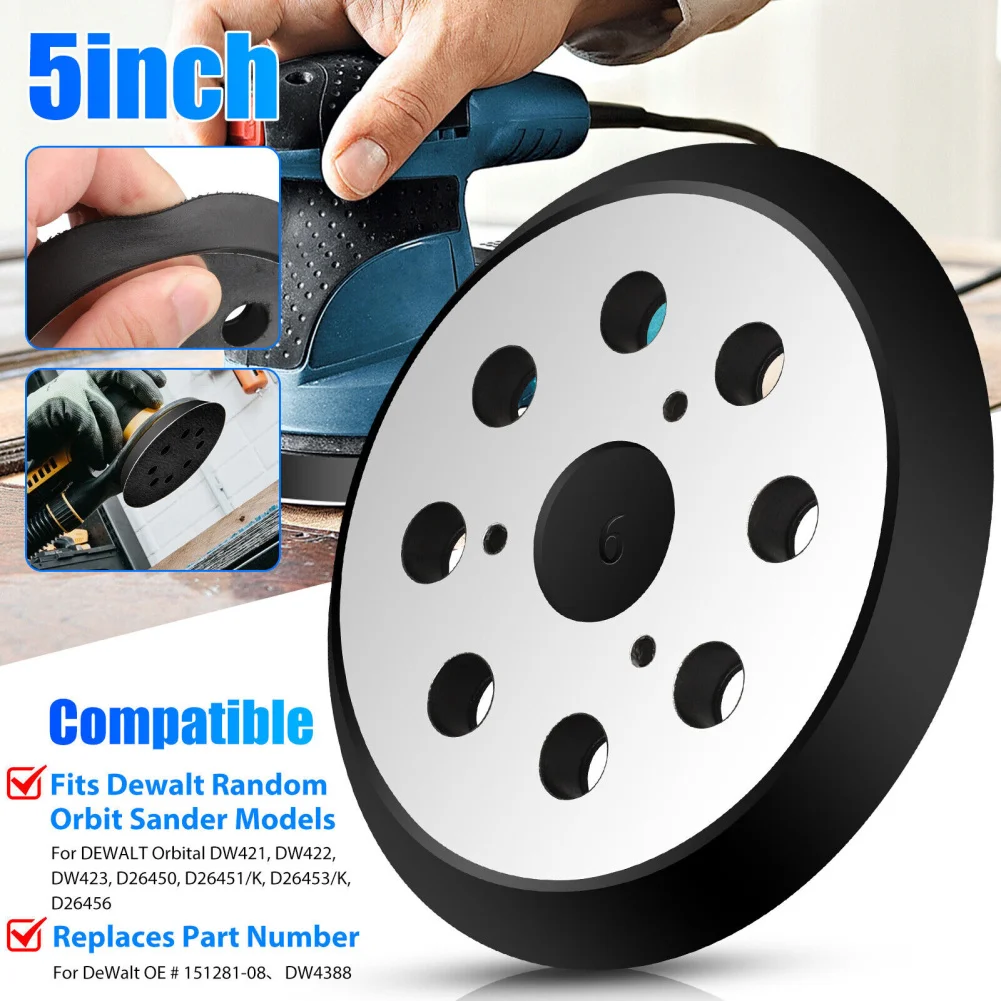 

5 Inch 8 Holes Hook Loop Sander Pad 151281-08 Replacement Sanding Pads Compatible For DW4388 DW423 Cable 382 390K