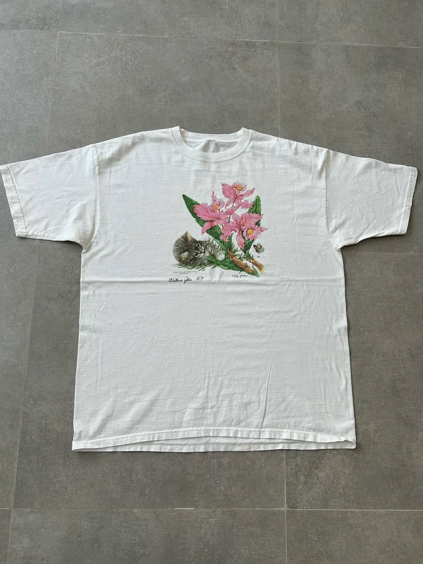 Healing Orchid Hand-Painted Style Short-Sleeved T-Shirt Couple's Natural Campus Fun Cotton Breathable round Neck Men's Women'...