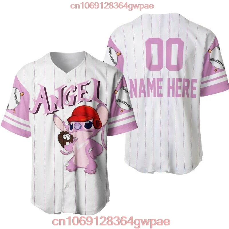 Homens e mulheres Disney Nome personalizado Baseball Jersey, Anjo Ponto Camisas, Namorada Camisas