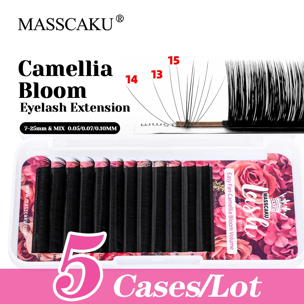 

5cases/lot High Quality MASSCAKU Korea PBT Fiber 1 Second Blooming Eyelashes Multi-texture Rapid Flowering Eyelash Easy to Use