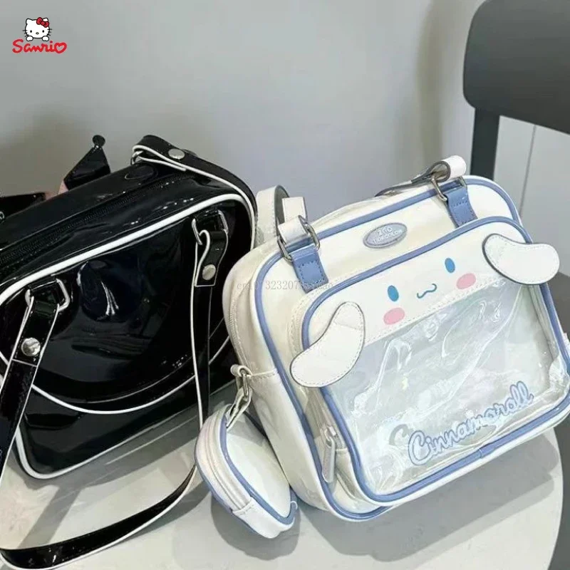 Bolso Kawaii Sanrio Kuromi Cinnamoroll Ita para mujer, bolso transparente de PU Itabag, bolso Preppy japonés Harajuku Y2K, bolsos de hombro