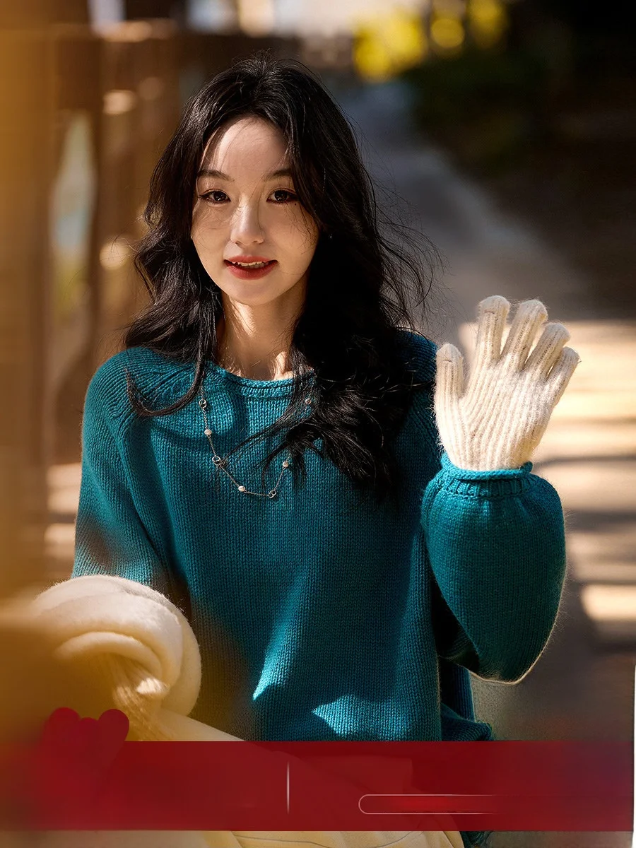 

Slimming Soft Fufu Wool Camere Lazy Meat Covering Knitted Sweater Winter Loose Fit Casual Sle Women's Knitwear Coat