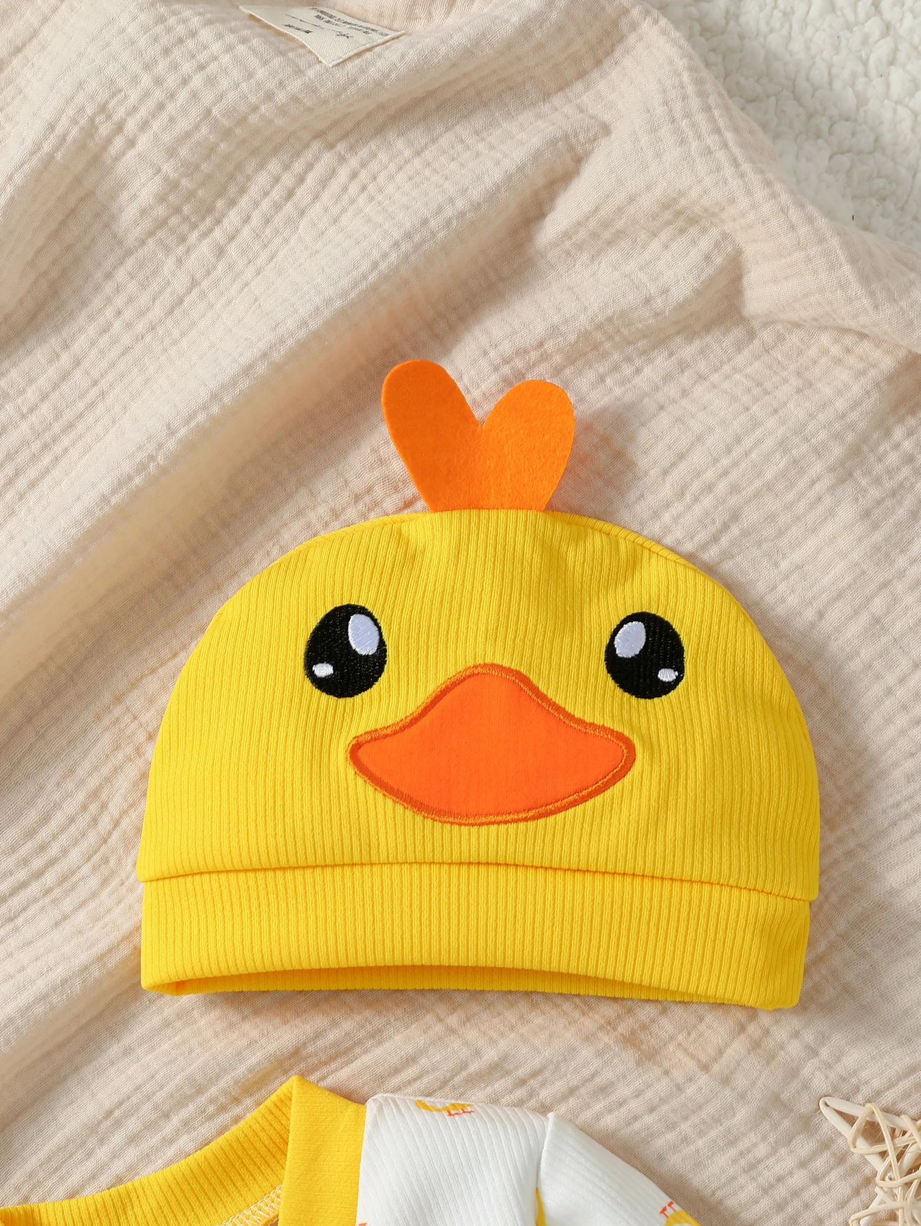 Baby Boys/girls Cute Long Sleeve Zipper Jumpsuit Duck Hat 2 Pieces For Fall/Winter 1-2Y Casual Daily Wear Clothes