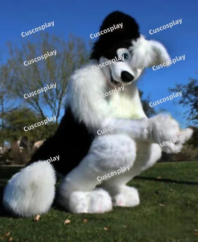 

Fox Dog Fursuit Mascot Costumes Black White Halloween Fancy Party Dress Cartoon Character Easter Advertising Birthday Party