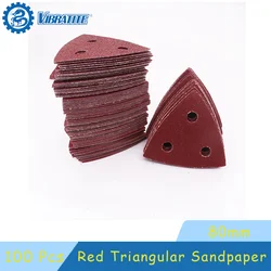 100pcs 80 mm Triangular Sandpaper 3 Holes Hook&Loop Triangle Sanding Discs Fit Oscillating Multi Tool Sanding Pad 60-400 Grit