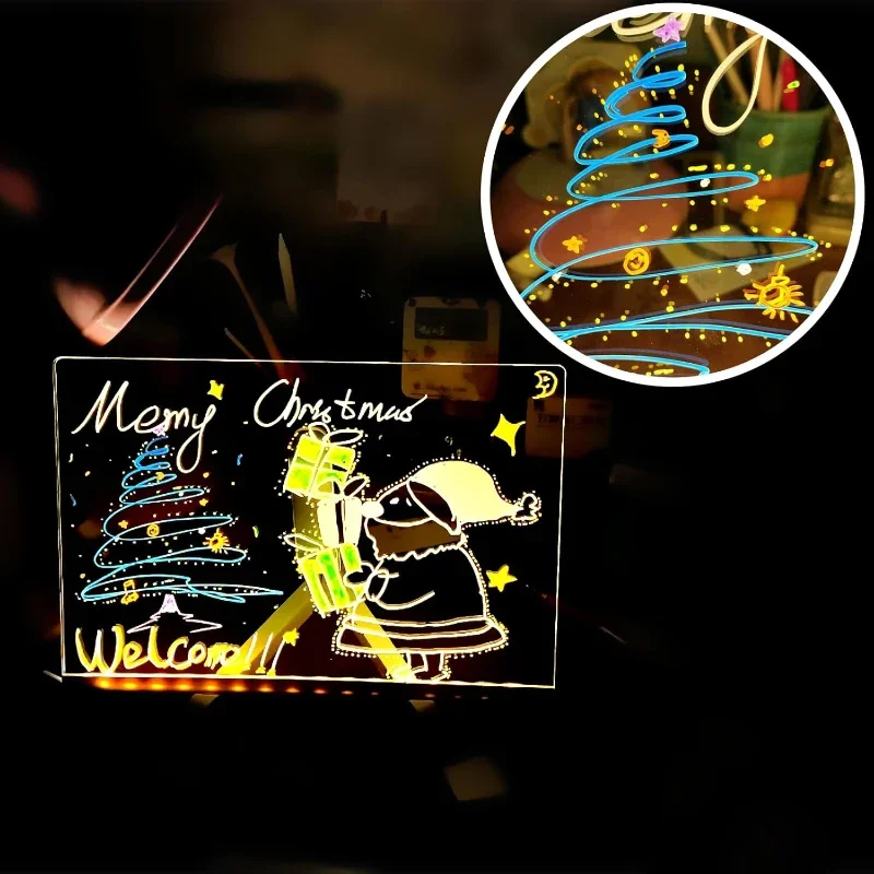 LED Drawing Board with Light, USB Powered Erasable 7 Color Message Note Board for Kids with Markers & Stand, Birthday Gift