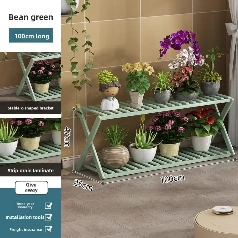 Flower rack, balcony decoration against the wall, dill succulent flower pot rack, living room window sill, solid wood shelf