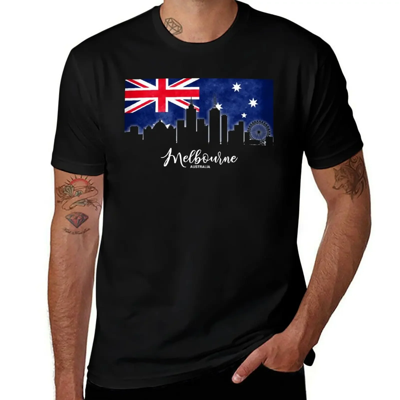 My city from Australia, Melbourne, Victoria T-Shirt quick drying blacks Clothing men workout shirt