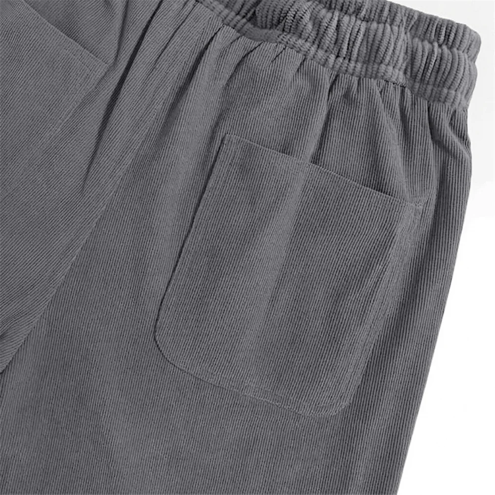 Herren Cordhose Einfarbig Lässige Lange Hose Mode Hip-Hop Streetwear Locker Sitzende Männliche Hose im Schlichten Stil – Detail 5