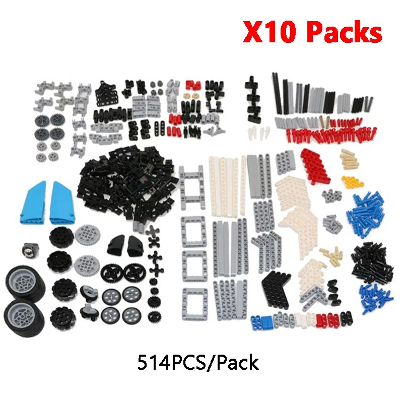 10Packs/lot MOC EV3 Beams Wheels Axle Pins Blocks Bricks Parts Pack for Robotics 45544 Core Set Mindstorms EV3 9898 Toys Parts