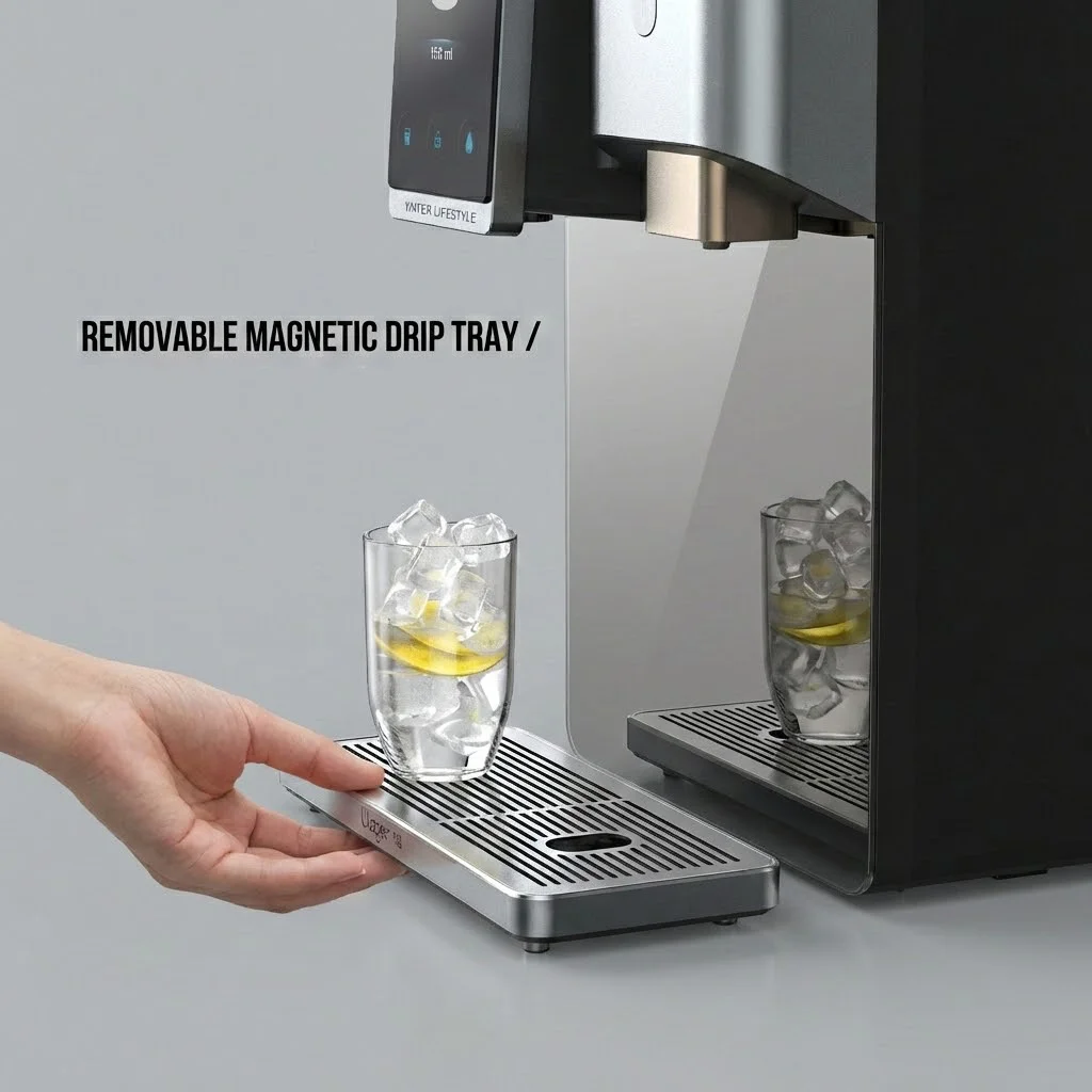 Desktop Ice Maker Machine Integrated With RO Water Filter System Hot Cold Dispenser For Home Bar