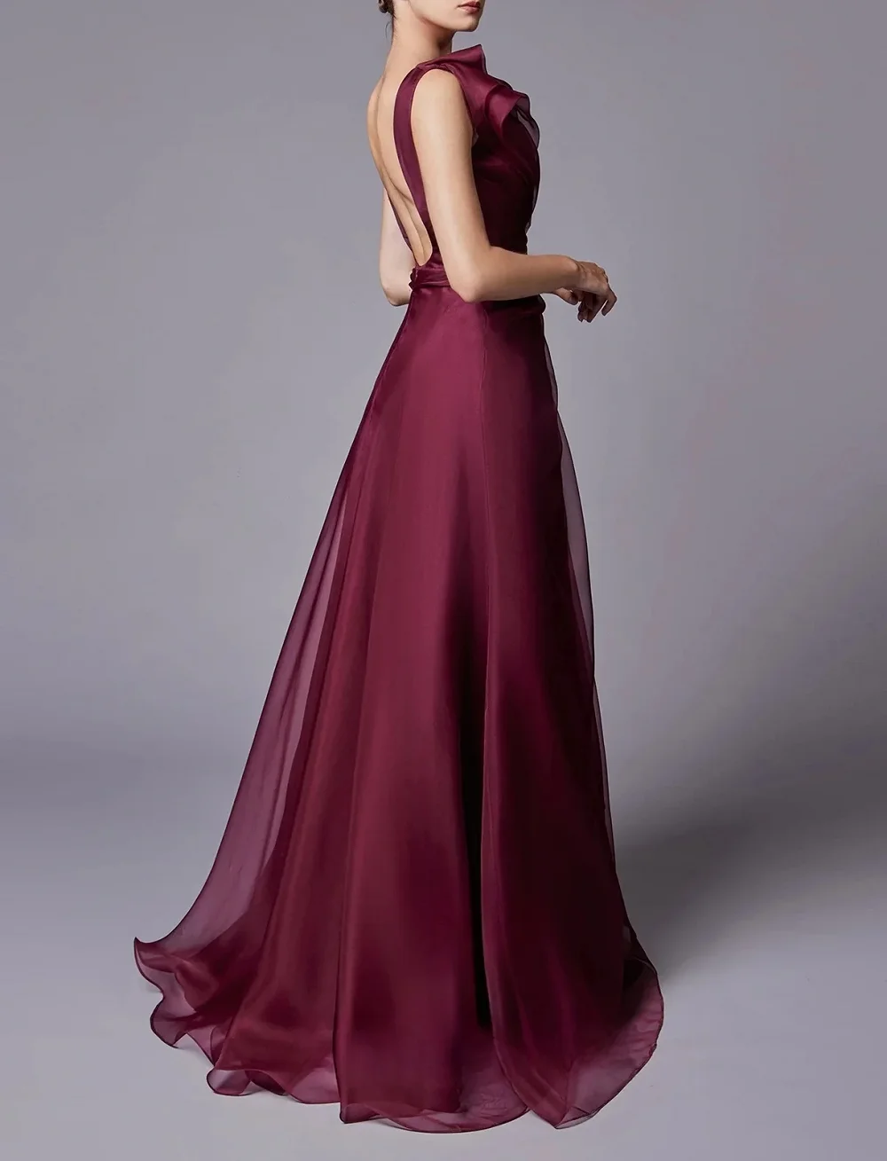 Women's Sleeveless Long Evening Dress A-Line Wedding Guest Dress Ruched Floor Length Dress Formal Party Gowns Customized image 3