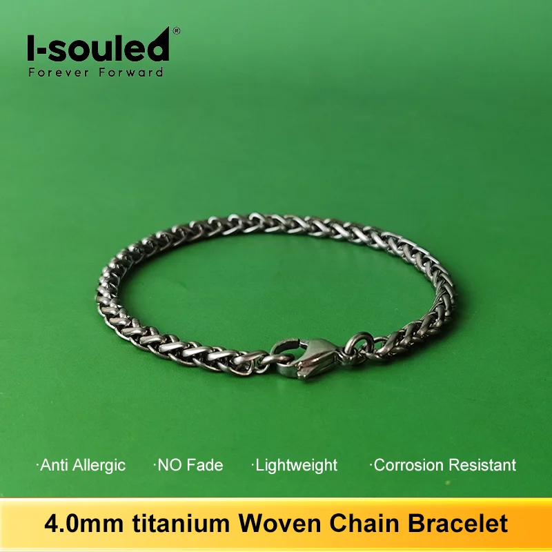 

Титановый тканый браслет 4,0 мм, дизайн, высококачественный мужской и женский браслет, гипоаллергенный, не выцветает, повседневная одежда