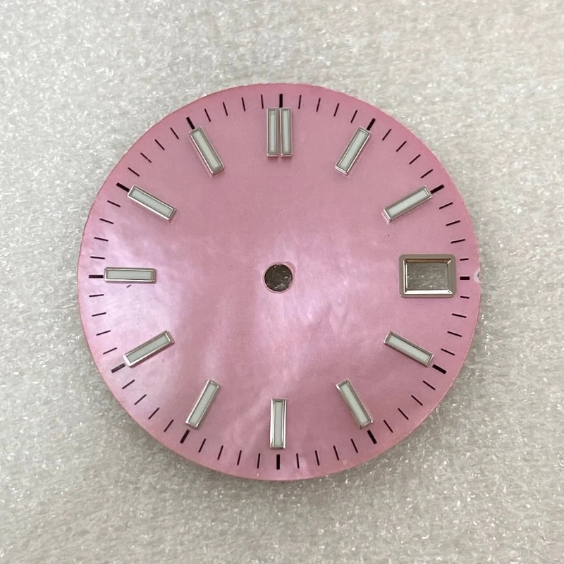28.5mm NH35 Dial S Mother of Pearl Dial Stripe Nail Literal Green Luminous Suitable for NH35 NH36 4R Movement Watch Accessories