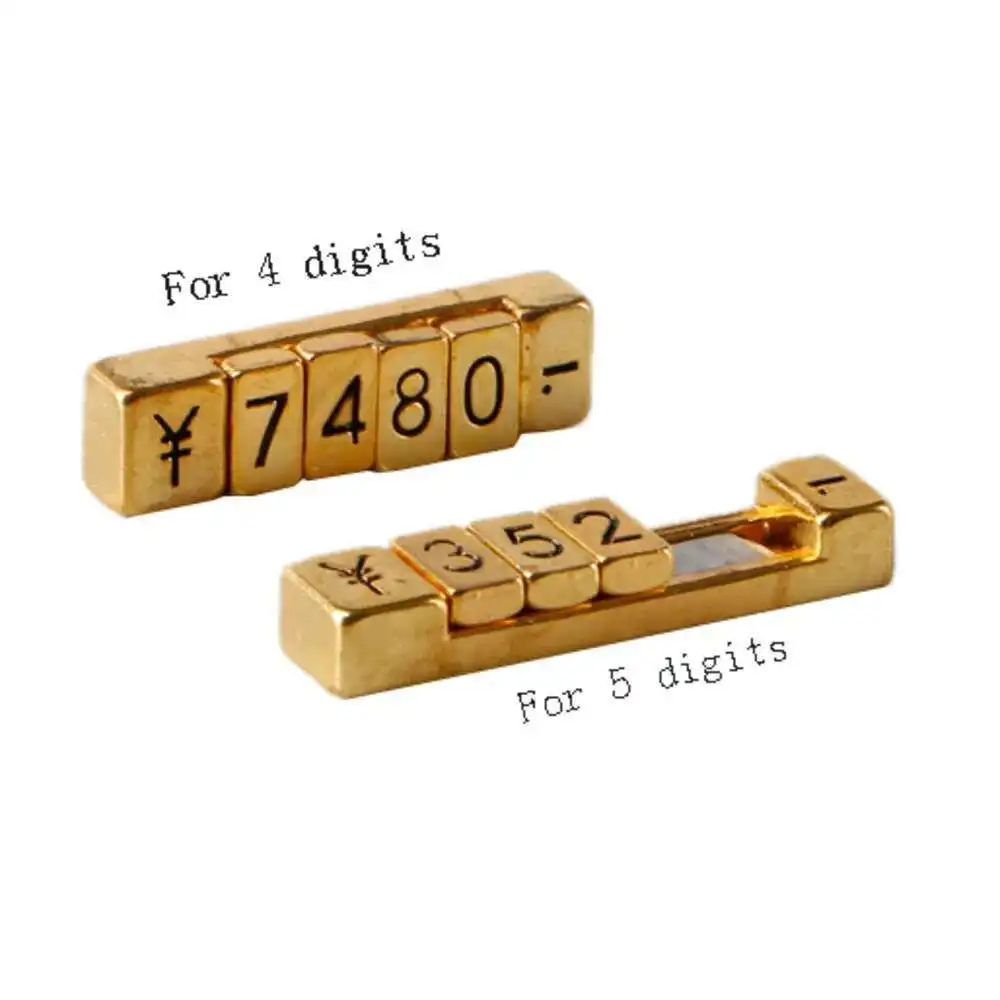 5sets RMB Yuan Sign Magnetic Combined Price Cubes Mini Digit Pricing Tag Blocks Glod Metal For Jewelry Show Case Shelf Edge