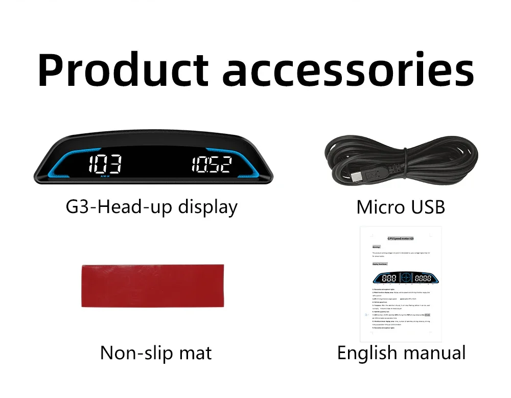 G3 GPS / B3 OBD HUD Digitaler Auto-Tachometer Head-Up-Display Zubehör Auto-Drehzahlmesser Wassertemperaturmesser Smart Gauge – Detail 21