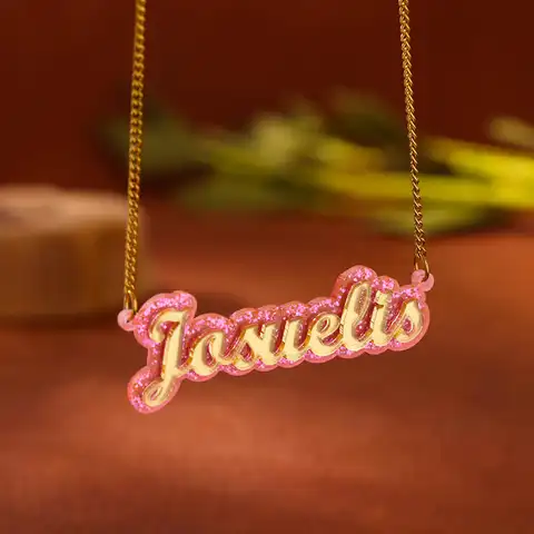 Custom Name Acrylic Necklace for Women Clavicle Chain Personalized Nameplate Necklaces Charm Stainless Steel Statement Jewelry