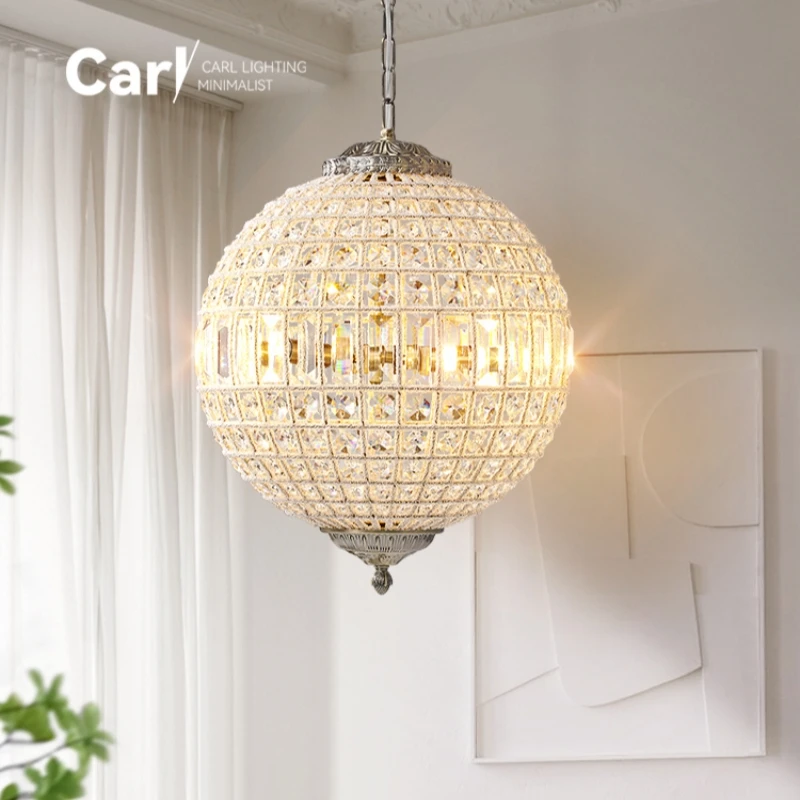 Retro Crystal Chandelier Living Room Bedroom High Sense Designer Light Luxury Main Lamp Ancient Lamp Home Decoration