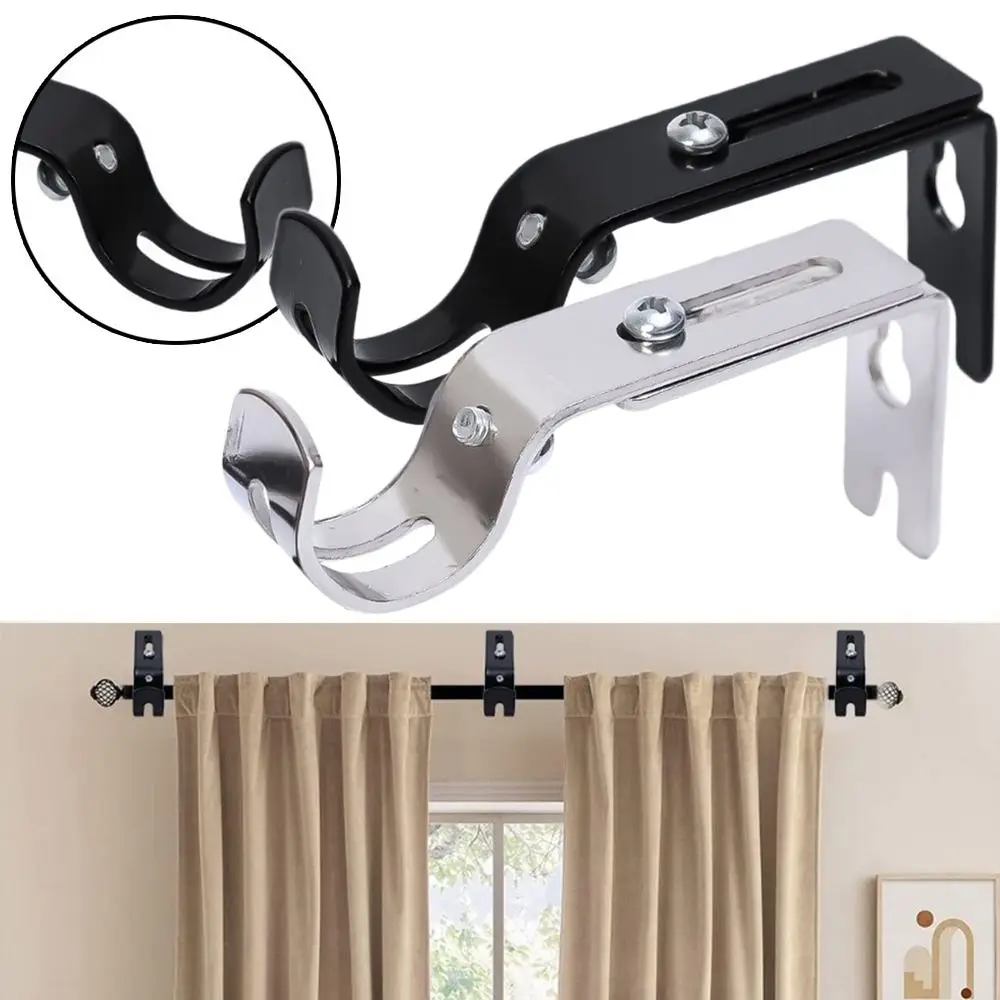 Adjustable 1/2/3Pcs Extendable Durable Window Curtain Rod Holder With Screws Wall Bracket Hanging Hooks Furniture Hardware Tools