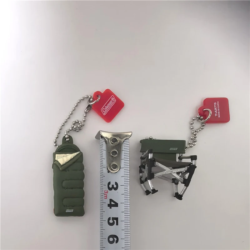Original Miniature Realistic Camping Equipment Tent Sleeping Bag Sofa Baking Tray Folding Chair Figure Model Pendant Toy Gift