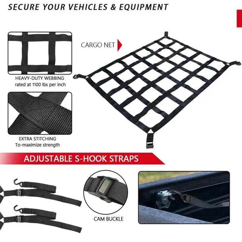 Roof Rack Cargo Net Cargo Net For Pickup Truck Bed Stretches Heavy Duty Truck Bed Cargo Bungee Net With 4 Fixed Belt And Storage