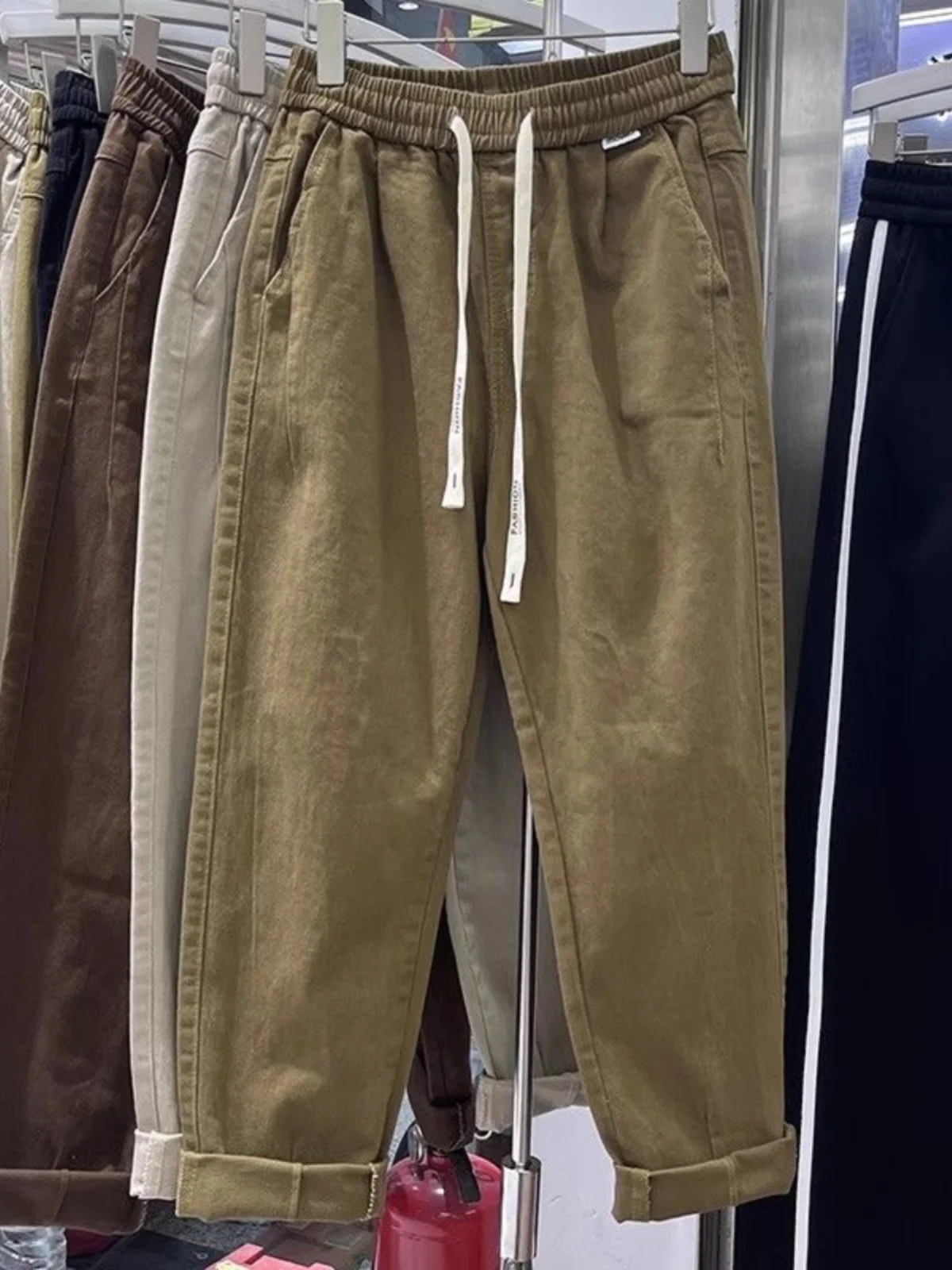 

Мужские брюки-карго больших размеров 300 Pou в стиле ретро, свободные повседневные прямые брюки, длинные, осенние, дышащие, из полиэстера